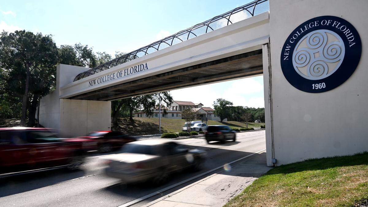 Traffic under the New College pedestrian bridge over U.S. 41 on April 2, 2025.