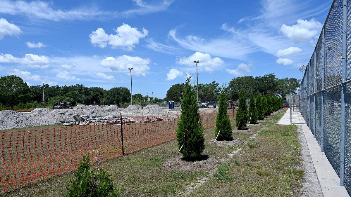 Construction of new pickleball courts is underway next to the basketball courts at Lakewood Ranch Park on Thursday, May 23, 2024.