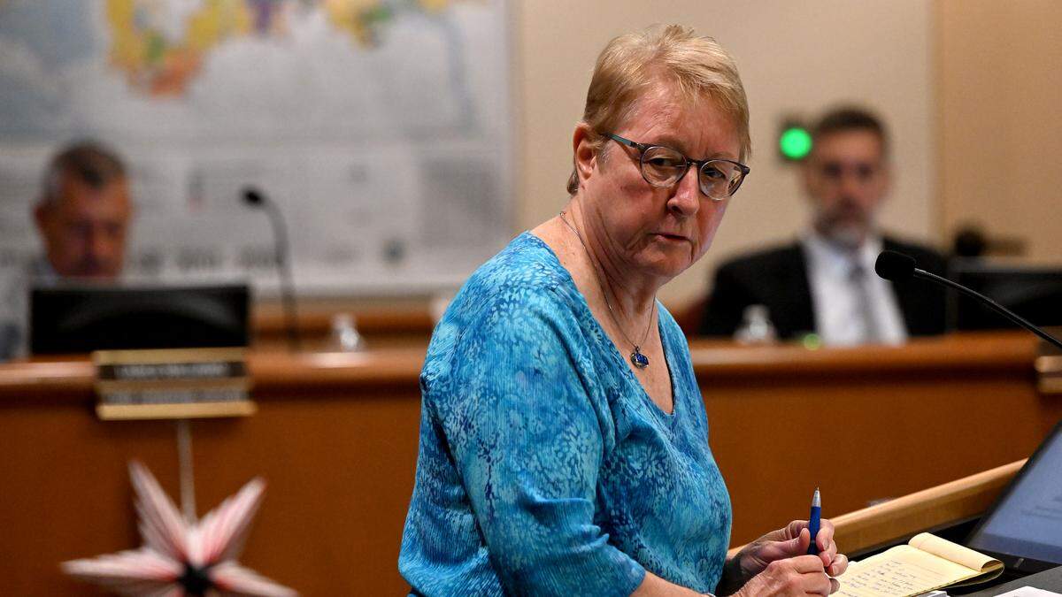 Attorney Patricia Petruff addresses the city council. On August 13, the Bradenton City Council approved ordinances that will increase density and height allowances for Westminster as the facility plans an expansion.