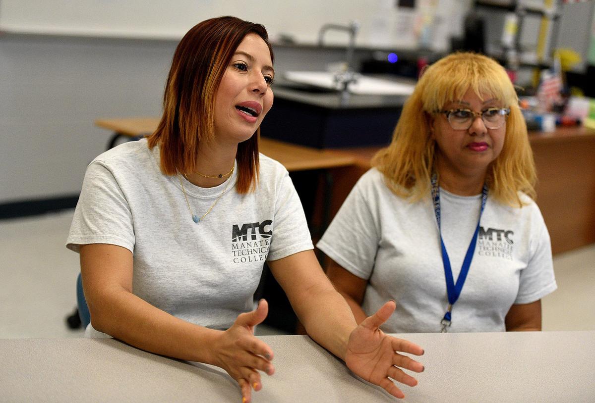 Candida Reyes and her mother, Yuderka Rodriguez attend school together at Manatee Technical College in Bradenton. They fled Puerto Rico after the devastation of Hurricane Maria.
