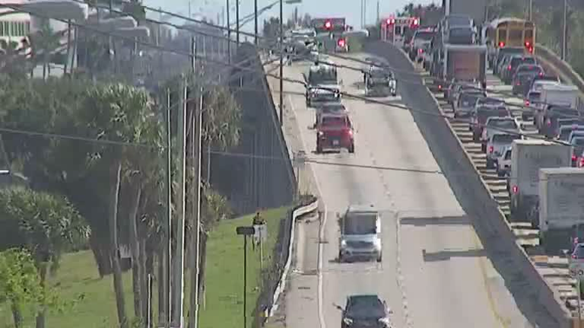 Southbound lanes on the DeSoto Bridge were temporarily closed on Tuesday, Oct. 1, 2024, after the Bradenton Police Department said a crash caused delays.