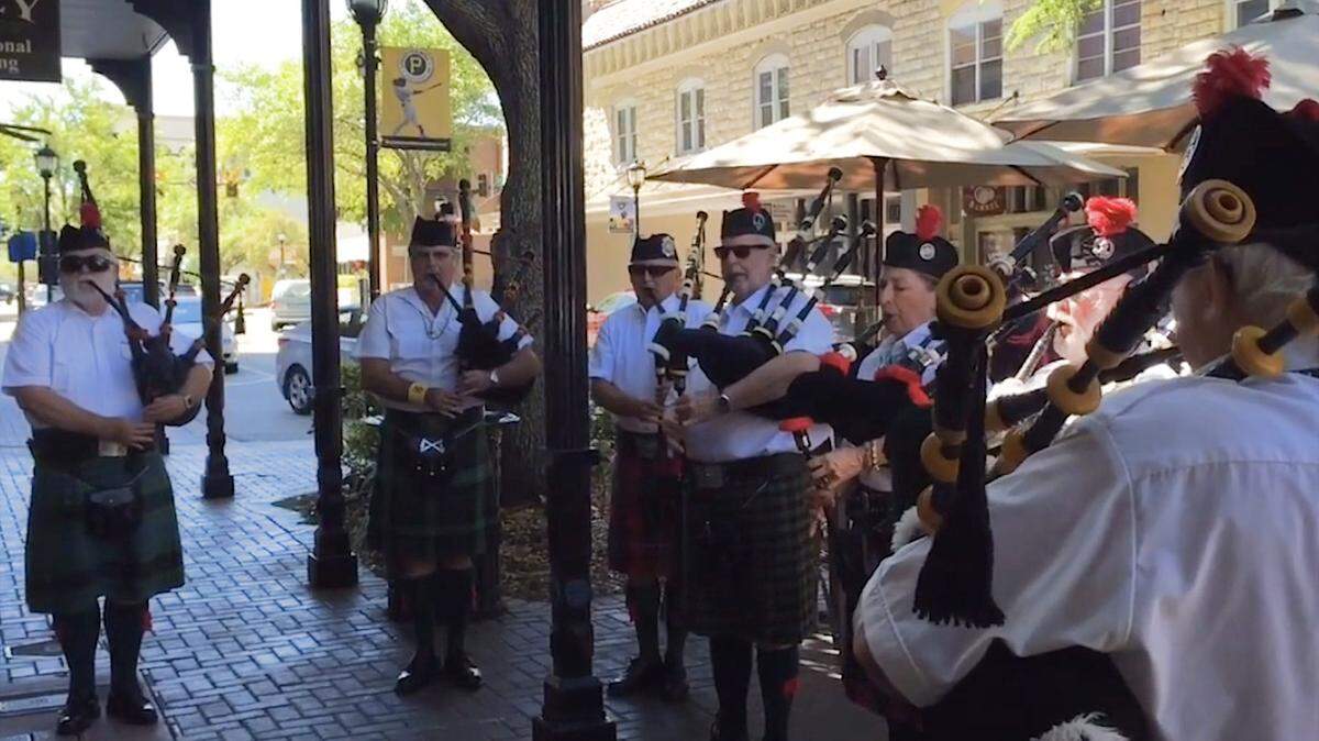 The Braden River Pipers perform in downtown Bradenton during last year's St. Patrick's Day Main Street Live. 
 HERALD FILE PHOTO