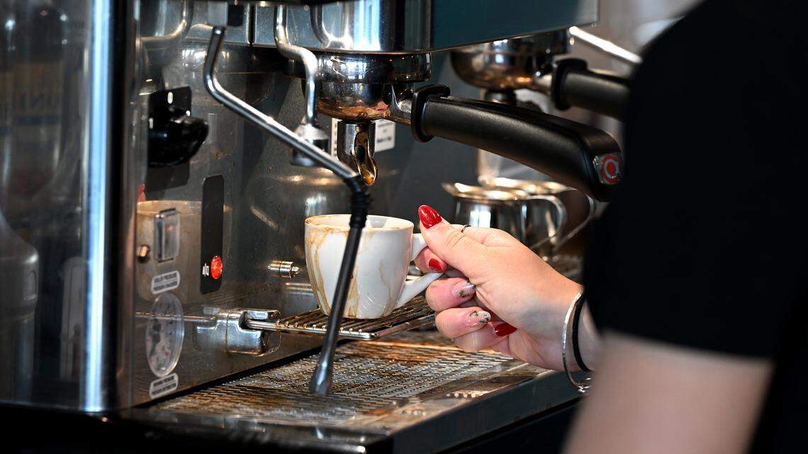 An employee brews espresso at Ryan’s Coffee House in Parrish on Jan. 2, 2026.