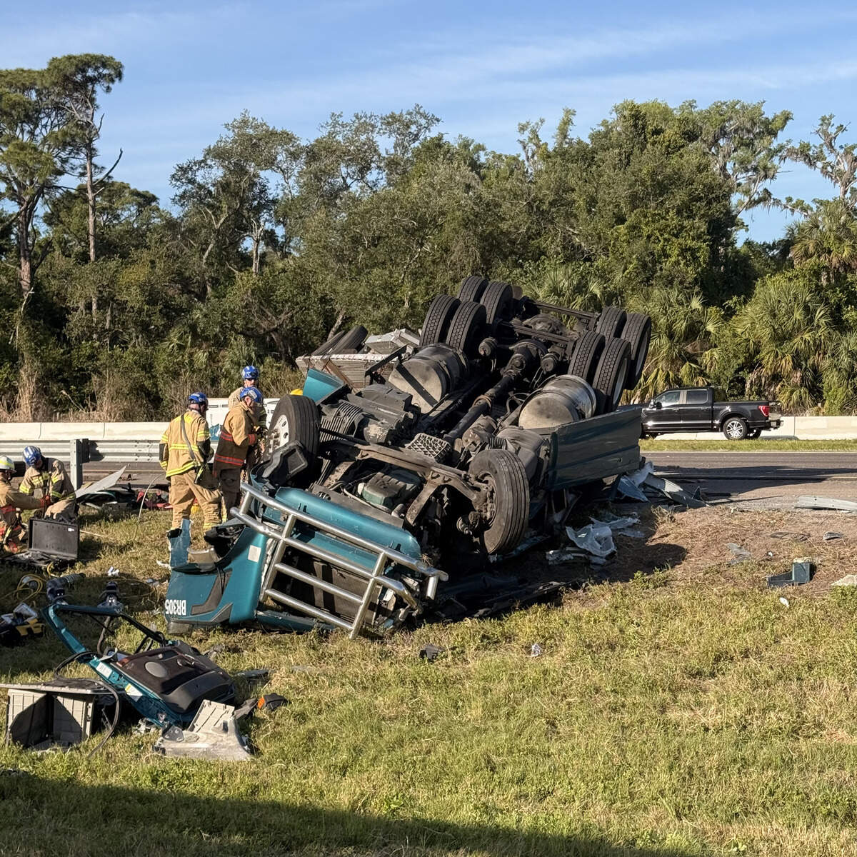 Florida Highway Patrol troopers say a hit-and-run driver started a multi-vehicle collision on Interstate 75 South in Manatee County that killed the driver of a tractor-trailer and closed the interstate for several hours on Monday, April 20, 2026.