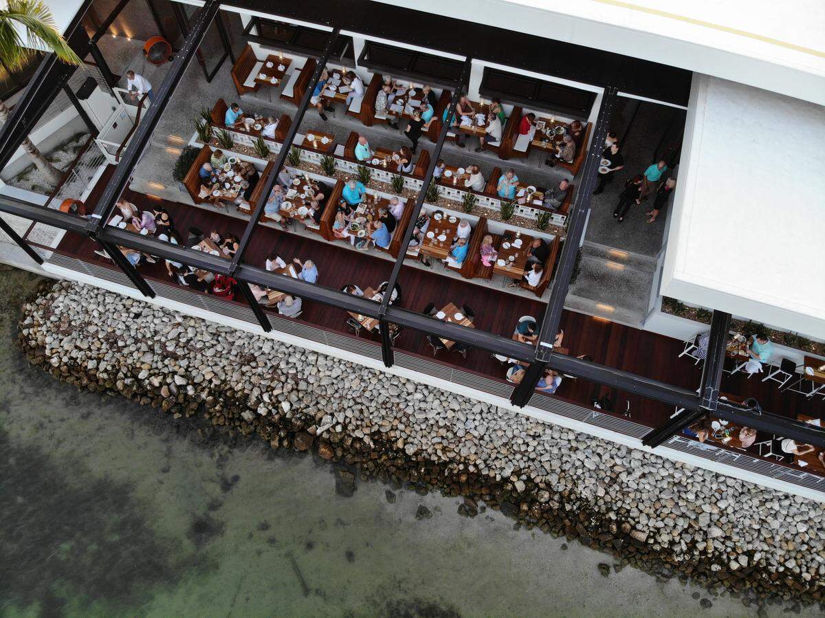 Shore Longboat Key is designed to give diners the feeling of being outside on the waterfront. Portions of the restaurant, located at 800 Broadway St., have a a retractable roof.
