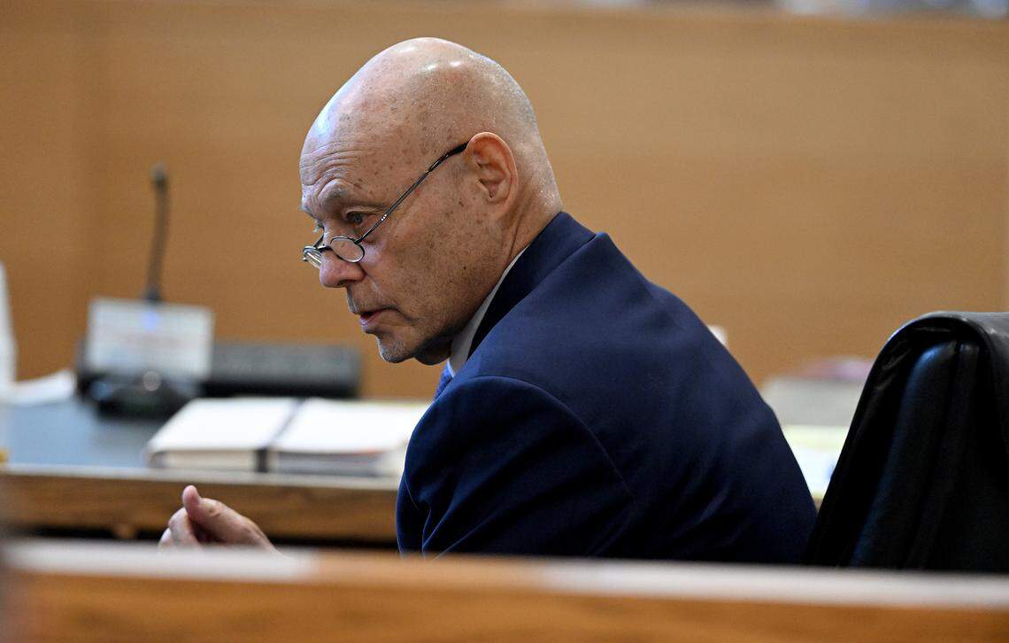 Ashley Benefield’s attorney on the fourth day of her trial for the second-degree murder of her husband, Doug Benefield, in 2020 at the Manatee County Judicial Center, July 26, 2024.