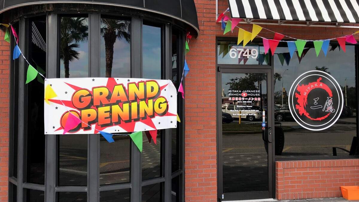 The grand opening signs are up at Mitaka Japanese Ramen House, 6749 Manatee Ave.. W., Bradenton.