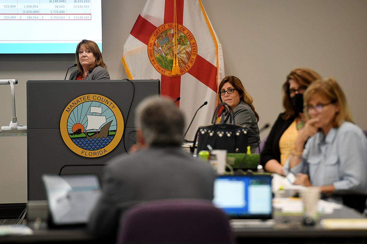 08/17/21—Jan Brewer, deputy county administrator and chief financial officer presents options to the Manatee County Commission, which voted Tuesday afternoon to lower the millage rate without impacting county services, saving the average taxpayer $50 on their upcoming property tax bill.