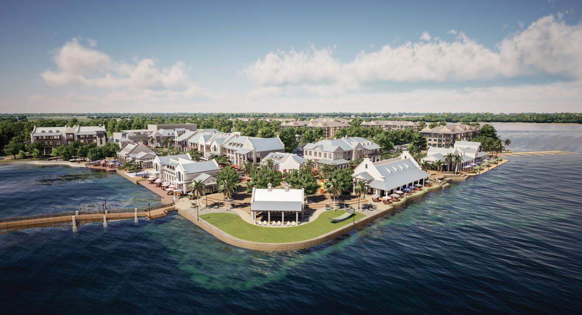 An artist’s rendering of what Lakewood Ranch Waterside Place will look like.  The town center is planned as a vibrant retail and commercial center with apartments, restaurants, retail shops, and professional offices, all within walking distance to Waterside residences.