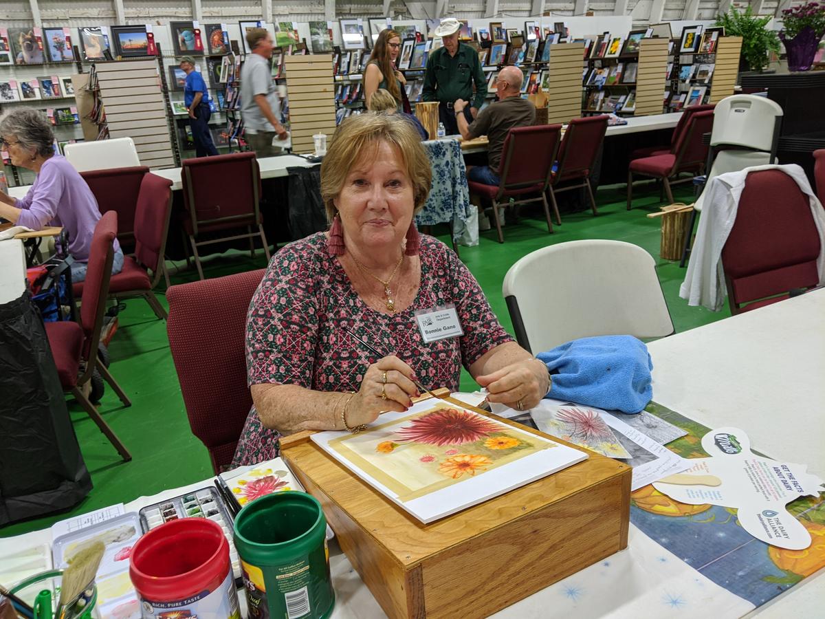 Artist Bonnie Gano of Bradenton gave a watercolor demonstration on opening night of the 2020 Manatee County Fair.