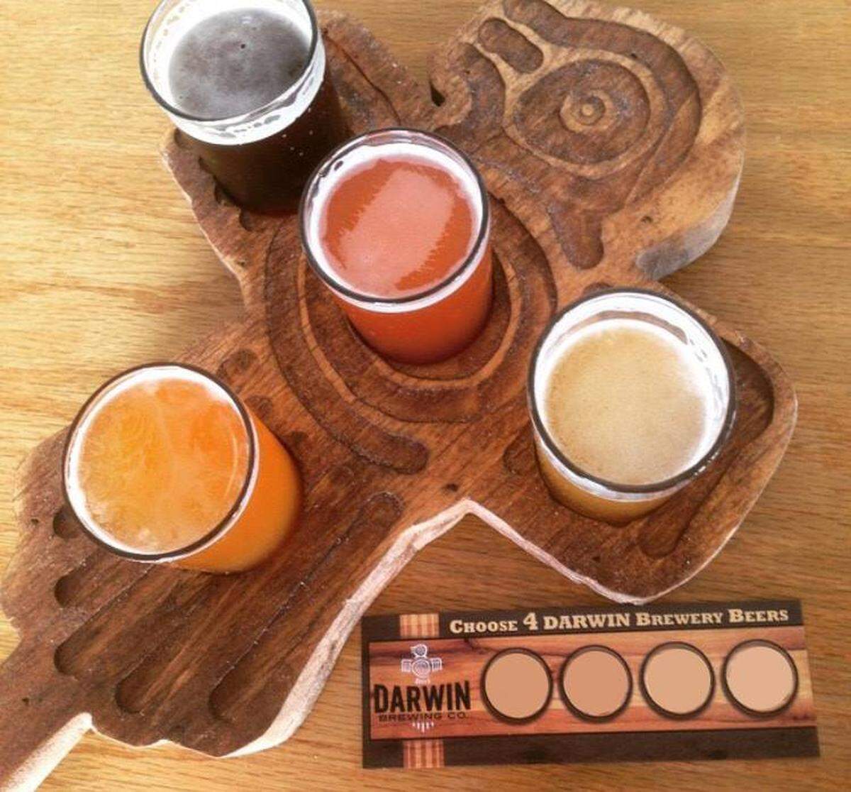 A beer flight at Darwin Brewing Co.