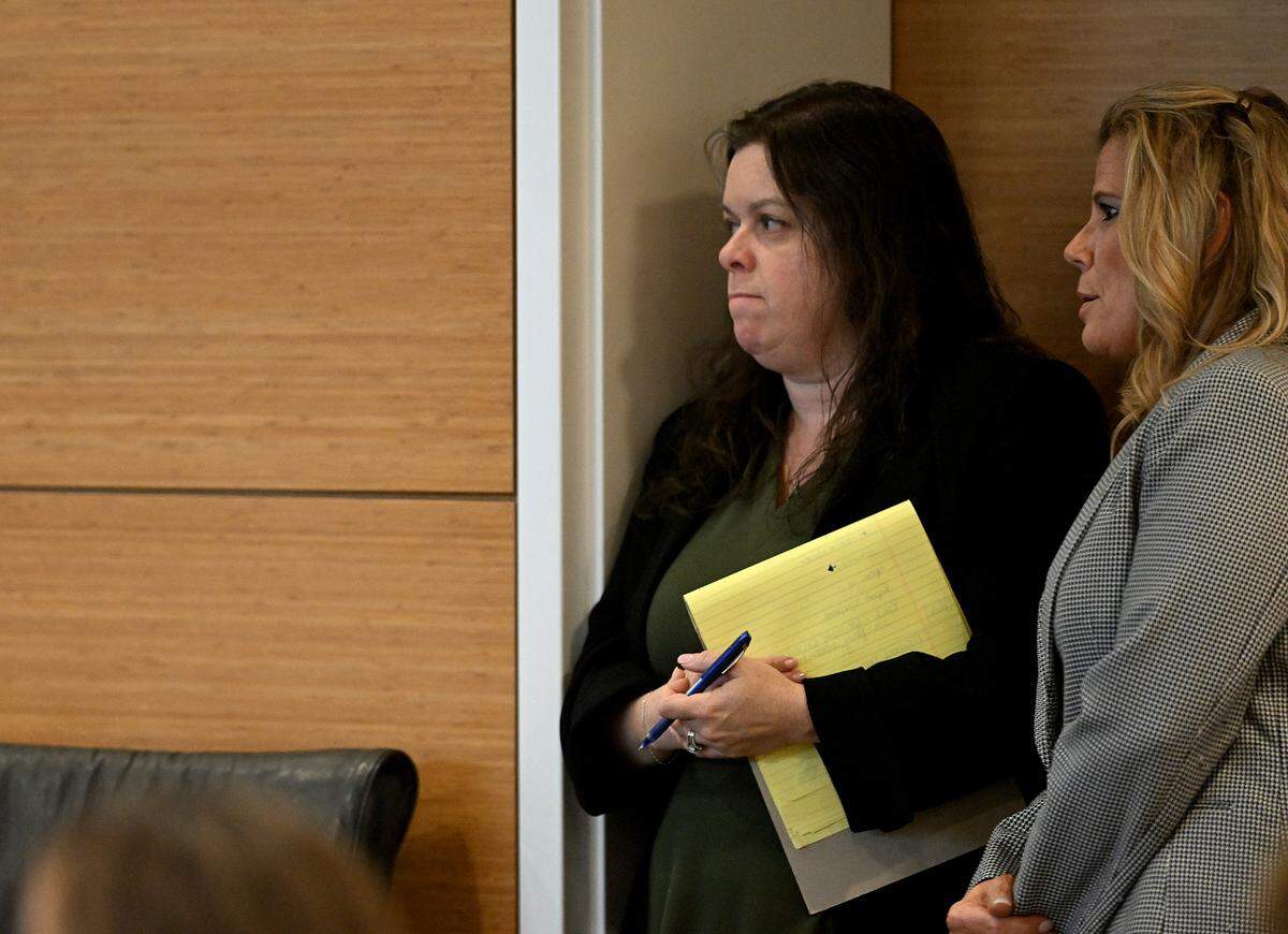 Ashley Benefield on the fifth day of her trial for the second-degree murder of her husband, Doug Benefield, in 2020 at the Manatee County Judicial Center, July 29, 2024.