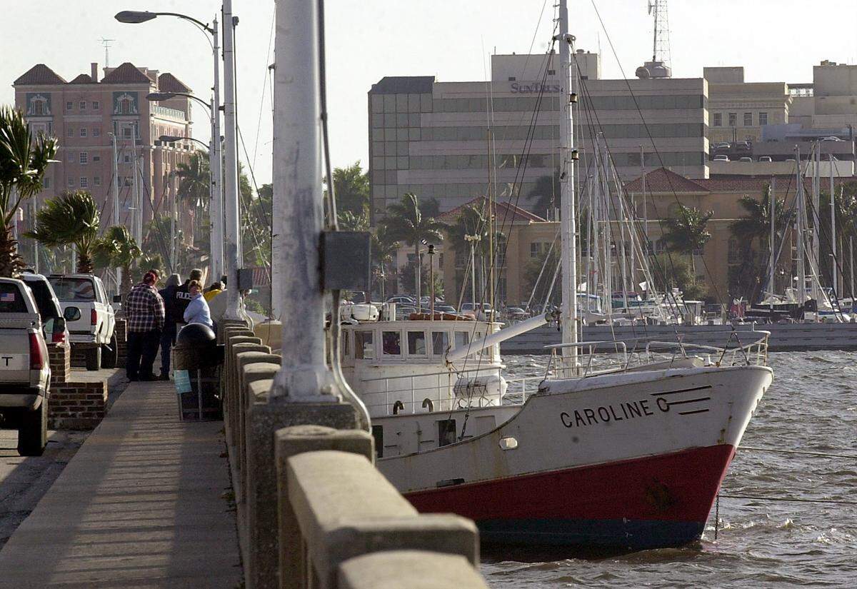 In 2003, the Caroline C broke loose in heavy winds and drifted into the Green Bridge fishing pier. The Coast Guard moved it safely away with the help of a tow line and the boat’s own engines.