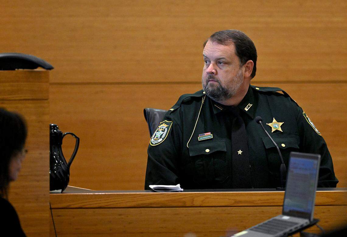 Manatee County Sheriff’s Lt. Dan Dickerman testifies on the second day of Ashley Benefield’s trial for the second-degree murder of her husband, Doug Benefield, in 2020 at the Manatee County Judicial Center, July 24, 2024.