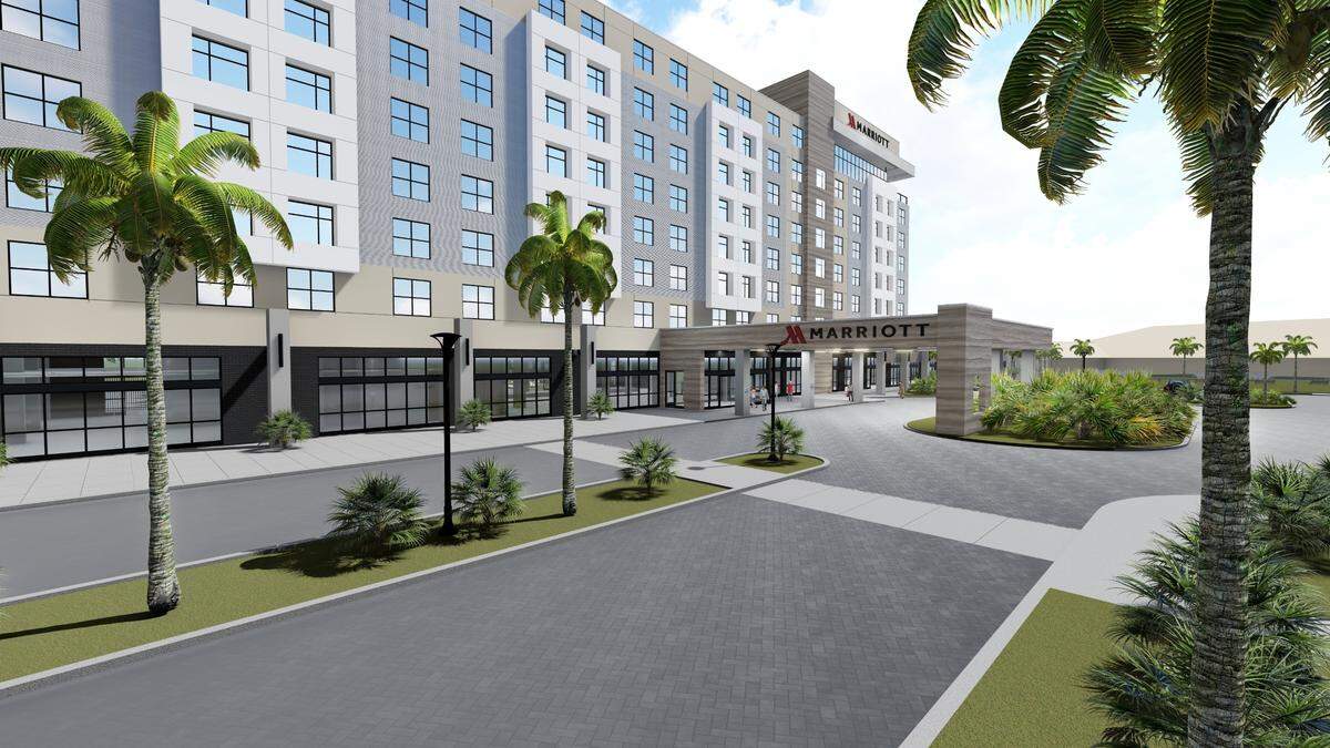 The largest hotel in Manatee County, an eight-story, 252-room Marriott Resort, should open for business in January 2024 next to the Bradenton Area Convention Center.
