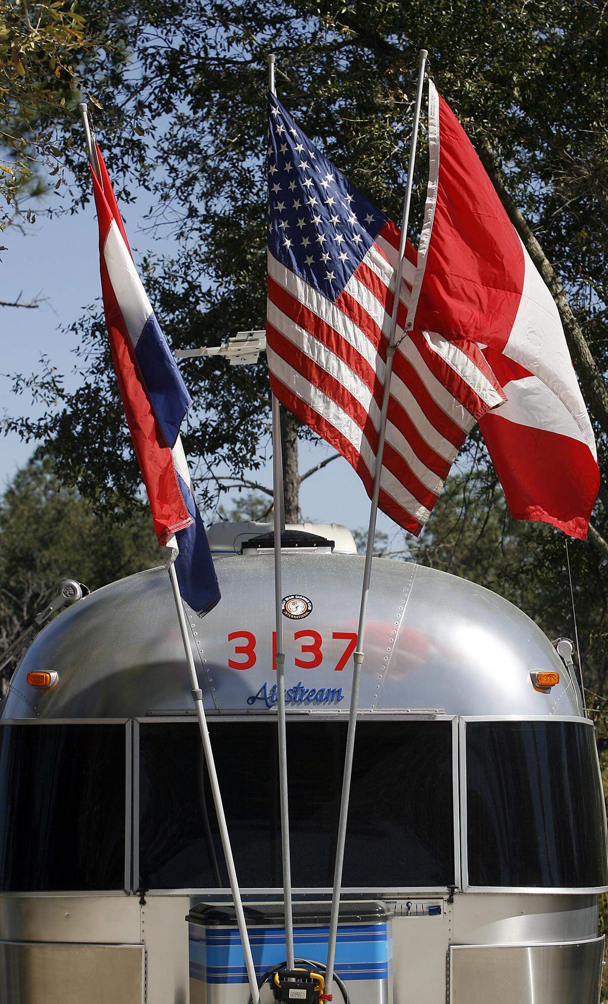 An Airstream trailer awaits setup for a past Tin Can Tourists gathering at Lake Manatee in 2010.