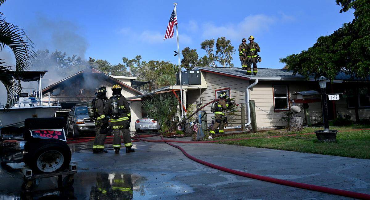 Fire crews from West Manatee and City of Bradenton were on scene responding to a fire in the 4500 block of 100th Street West in Bradenton on Oct. 6, 2025.