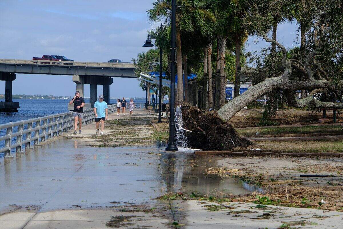 The Bradenton Riverwalk was heavily damaged by Hurricane Milton, Thursday, Oct. 10, 2024.