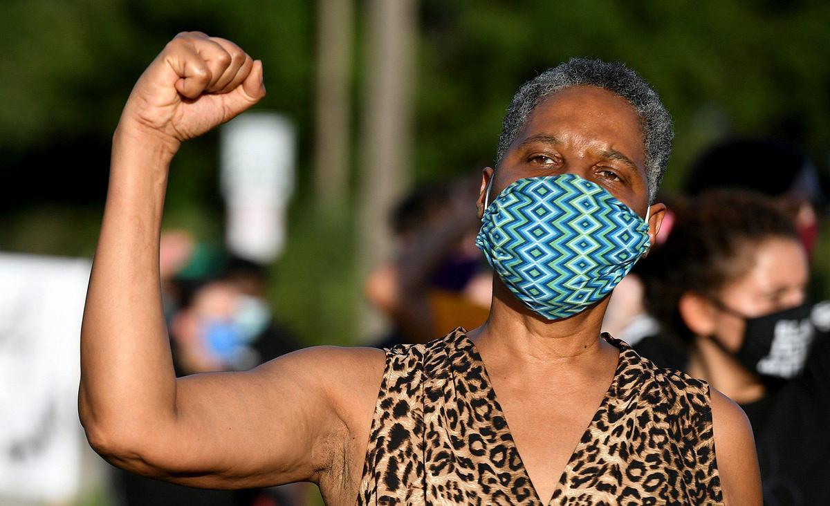 Marchers chant during a Black Lives Matter Sarasota-Manatee Alliance protest march in Bradenton.