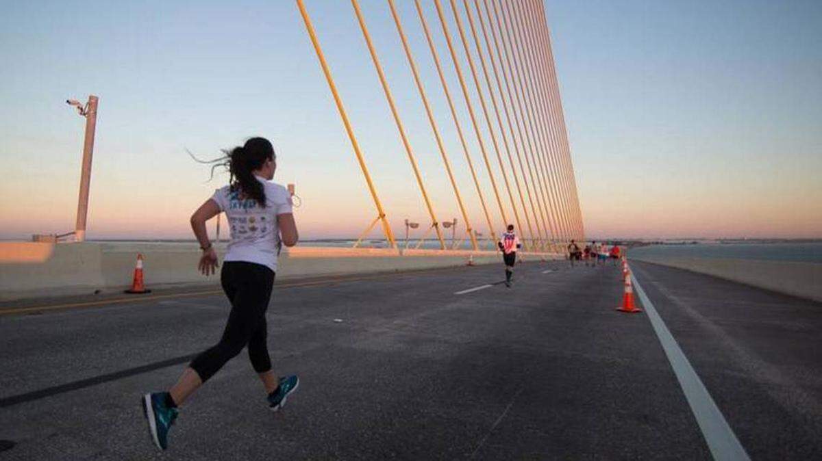 Runners cross the Skyway Bridge during the inaugural Skyway 10K  earlier this year. The event's success leaves the door open to the possibility that the bridge could be the next premier destination for running events.