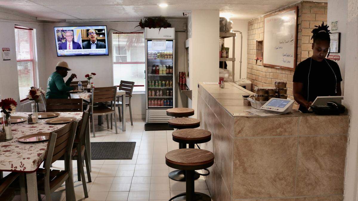Soon after opening, these seats would all be taken for breakfast at the Rock Inn Restaurant, 2112 Second Ave. E., Palmetto.