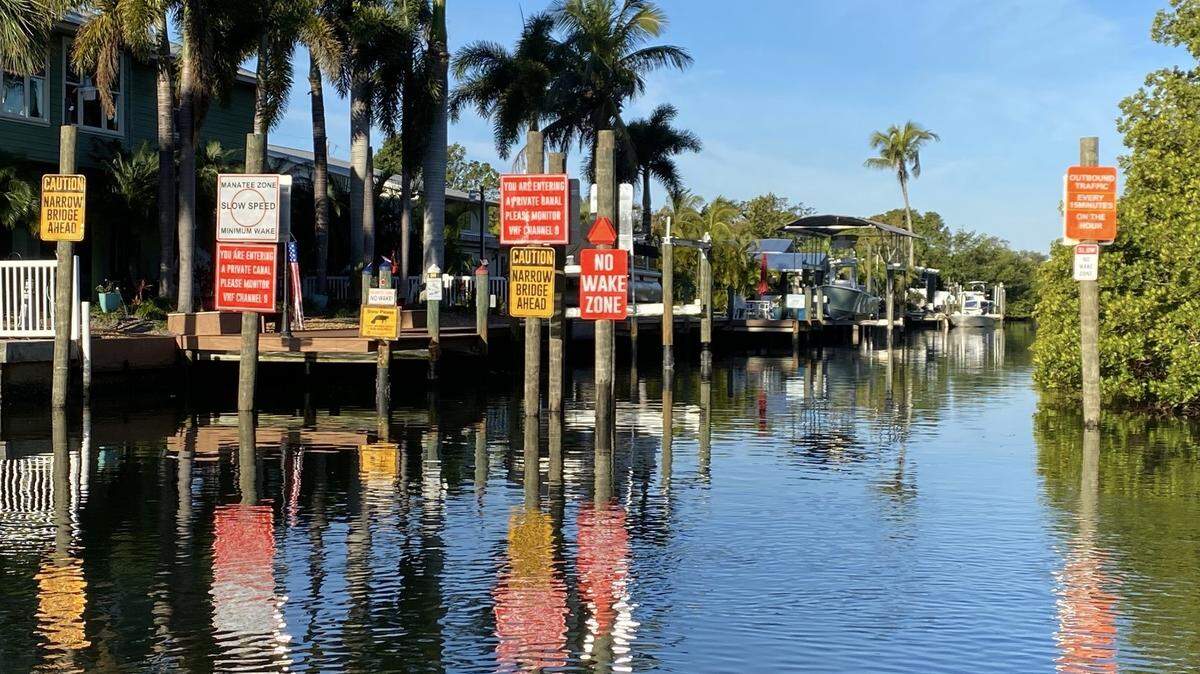 The developer of Hunters Point recently placed pilings displaying navigational aids in a Cortez canal. The Southwest Florida Water Management District is investigating whether this was legal and if the develpoper should face penalties.