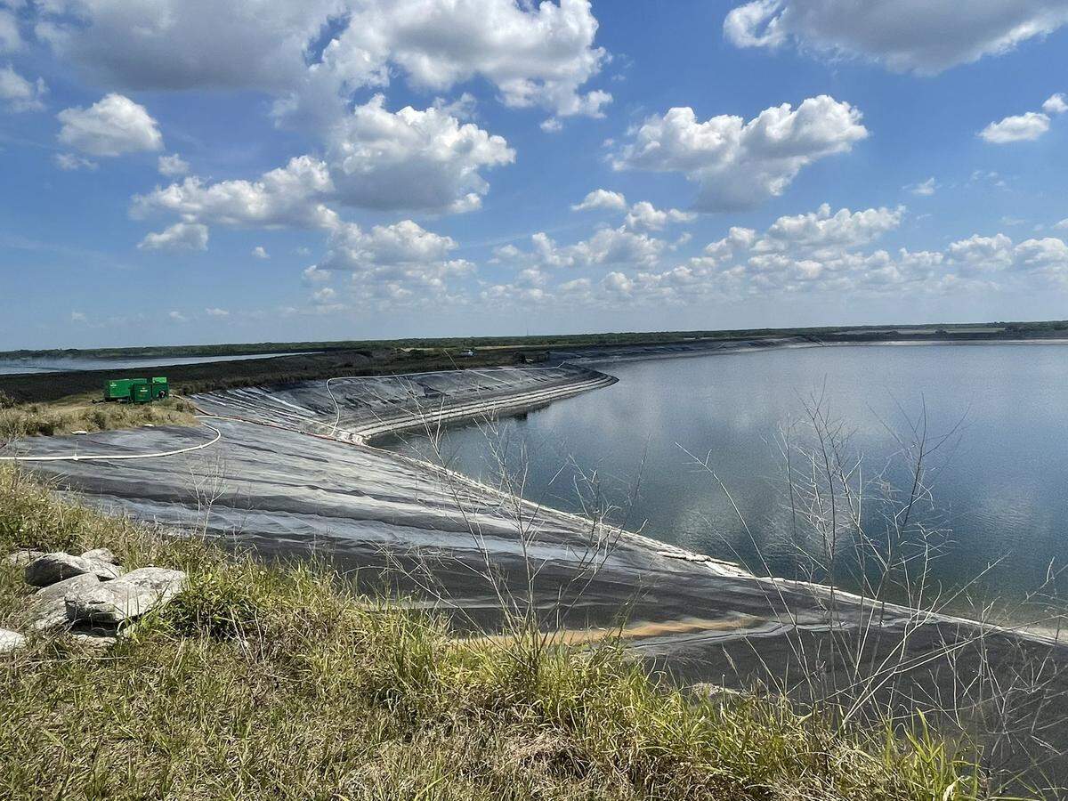 04/06/21--Piney Point’s leaking New Gypsum Stack South pond previously held 480 million gallons of water. As of April 6, 2021, the pond holds less than 300 million gallons of water after an emergency final order allowed site operators to begin a controlled release of water into Tampa Bay. Fearing a complete collapse of the pond, engineers said they needed to drain the water as quickly as possible.