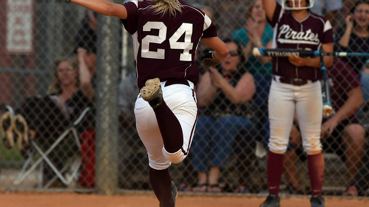 Braden River's Linda Ross floats to the home plate after hitting a home run in Wednesday night's class 7A region 3 quarterfinals against Mitchell High. 
 TIFFANY TOMPKINS/Bradenton Herald