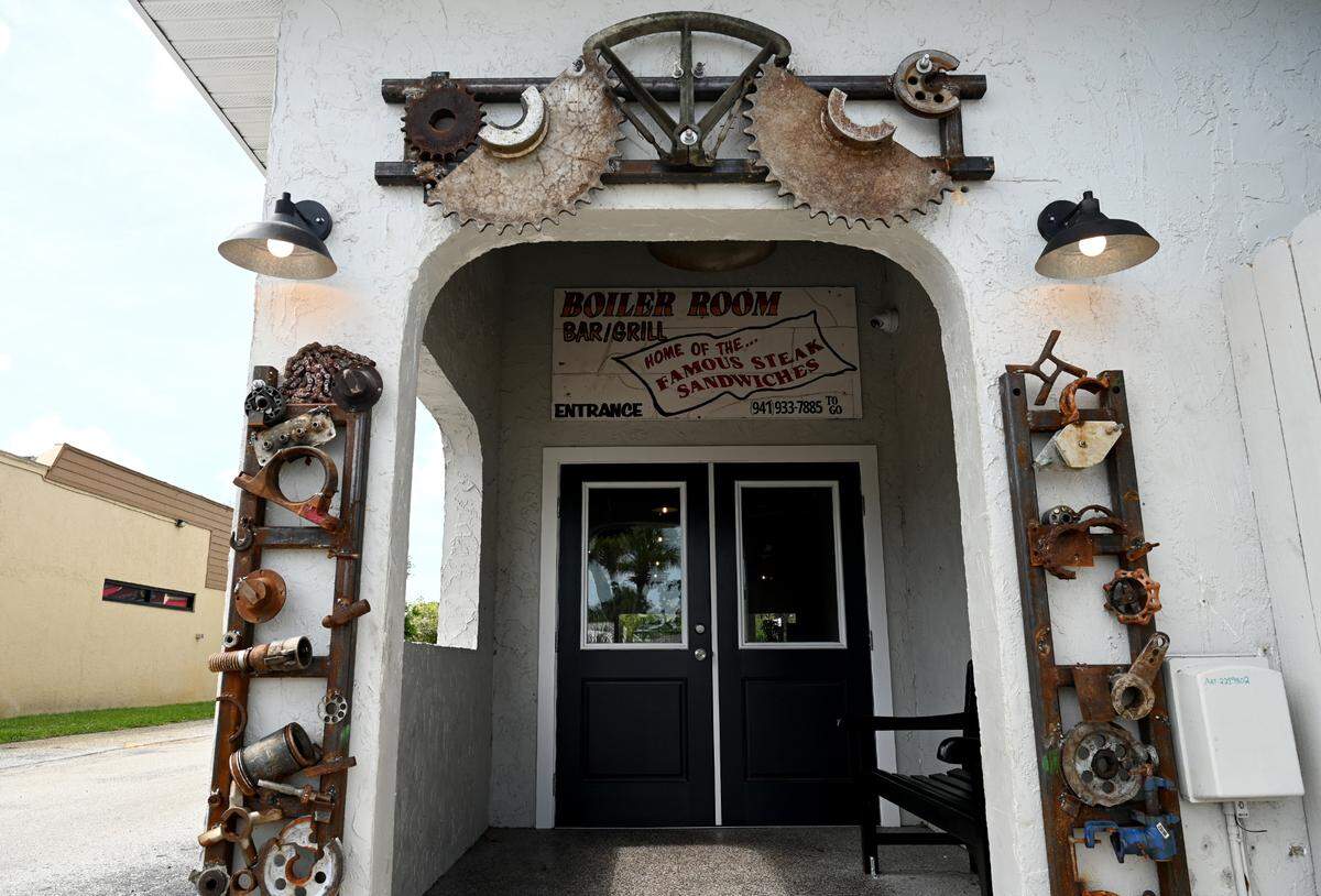 The front door of newly reopened Boiler Room at 5600 Manatee Ave West in Bradenton on July 8, 2025.