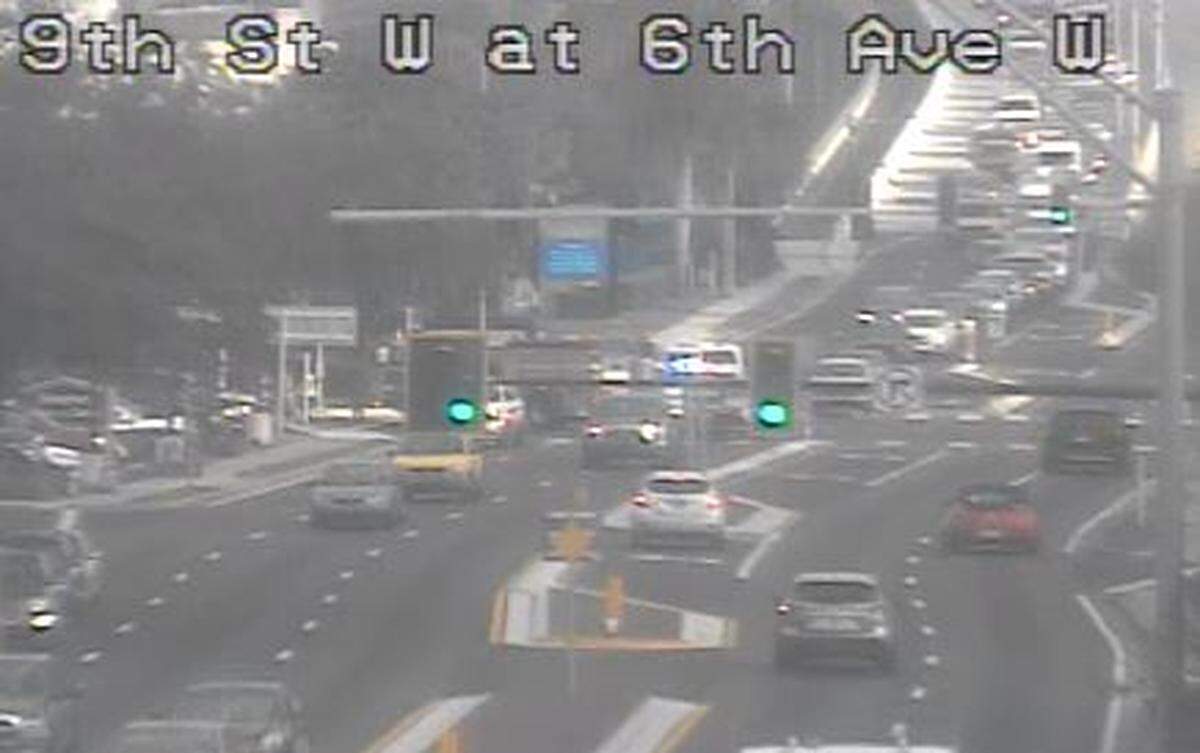 A crash closed lanes of southbound traffic near the Green Bridge, causing delays in the area Monday morning.
