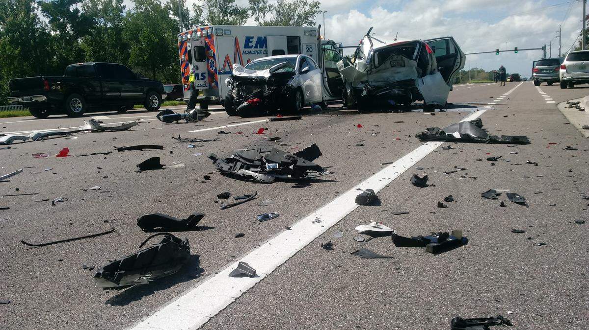 A crash on U.S. 301 at the intersection of Chin Road/Palm Boulevard left at least one person hurt Friday.