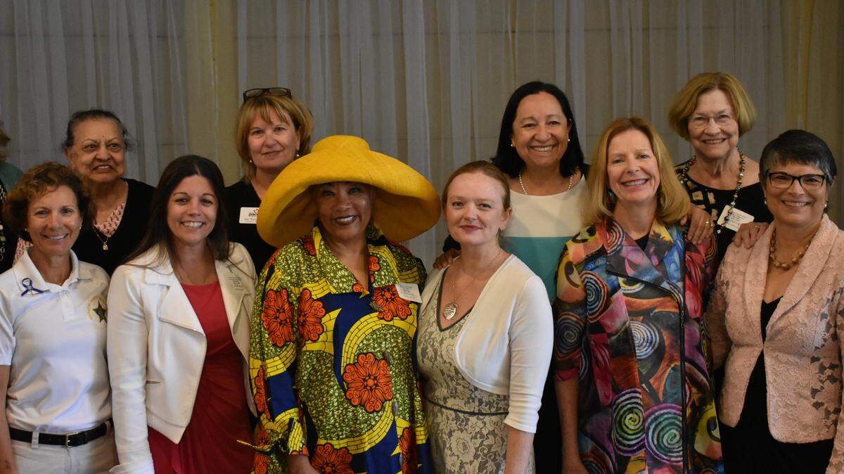 The 2019 honorees stand in the middle of a group shot with past honorees at the Palm Aire County Club Saturday afternoon. This year’s award winners are Janine Amick (second from left, bottom), Amy Wick Mavis (second from left, top), Shirley Miller (third from left, bottom), Susie Bowie (third from right, bottom) and Adell Erozer (second from right, bottom).