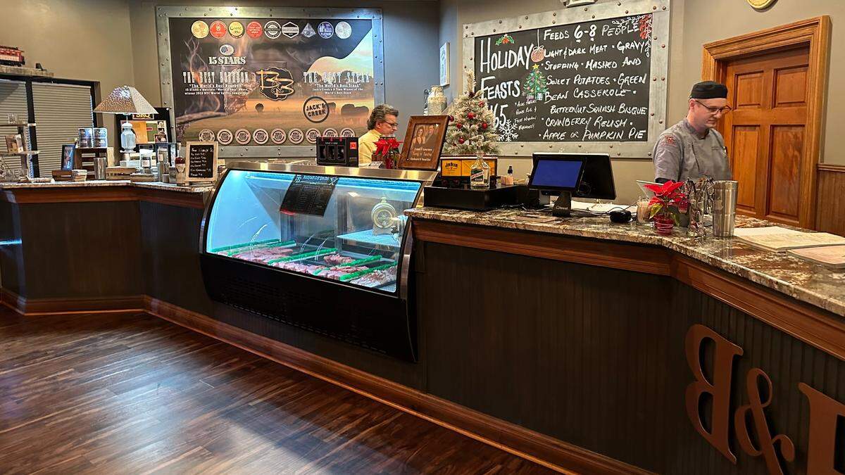The deli market at B&B Chophouse is located near the front entrance of the restaurant.