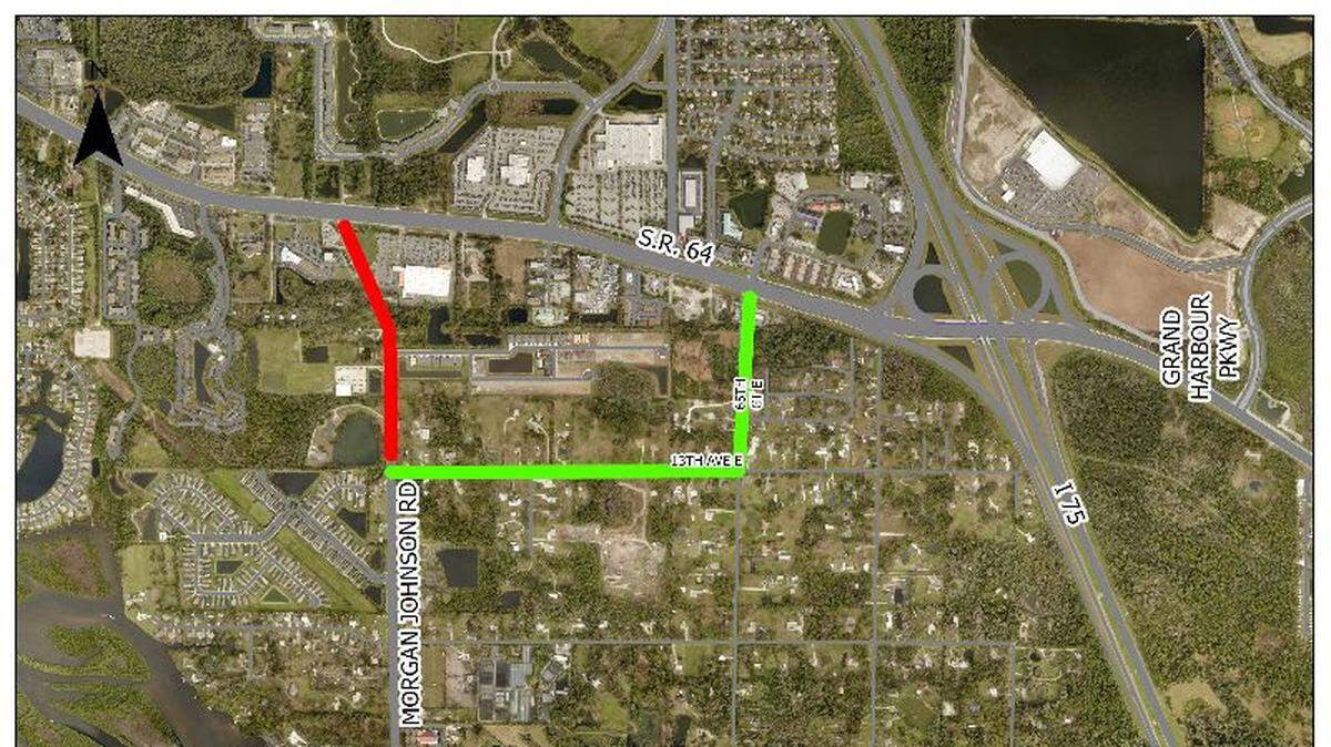 Manatee County was forced to close down a portion of Morgan Johnson Road on Wednesday due to heavy rains.