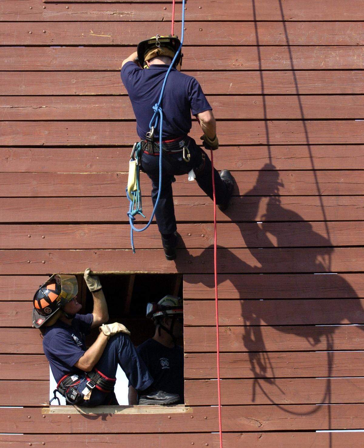 A Bradenton firefighter trains off the old tower at the Cedar Hammock Fire Control District’s training facility in 2004. The old wooden tower was condemned two years ago and Rep. Tommy Gregory is seeking $1 million from the Florida Legislature to build a new modern training tower.