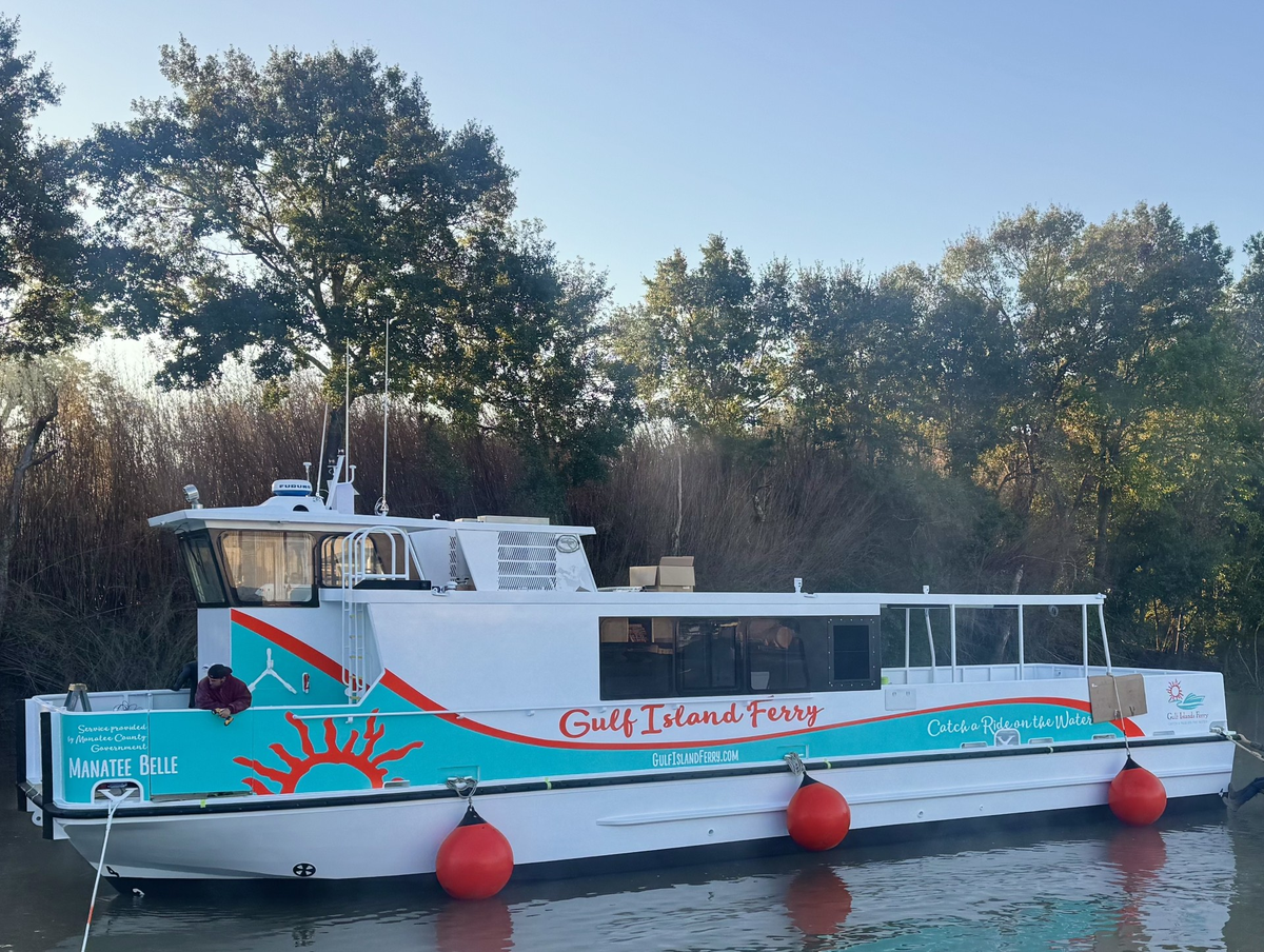 The Manatee Belle is the newest addition to Manatee County’s Gulf Islands Ferry service, which officials say will help reduce the number of service days canceled due to rough conditions.