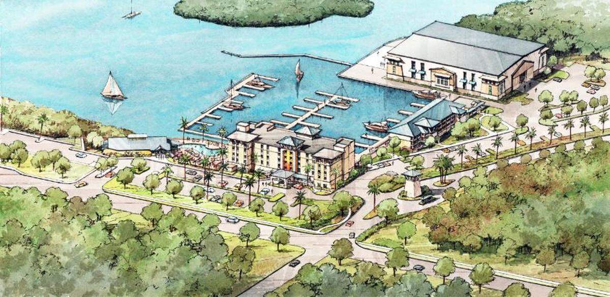 This provided rendering shows how the final product will look at the Margaritaville-style resort at the One Particular Harbour development underway in West Bradenton on Perico Island. The new hotel being requested required the project to go back through the city approval process. The city council will take up the changes for a vote on Aug. 8.