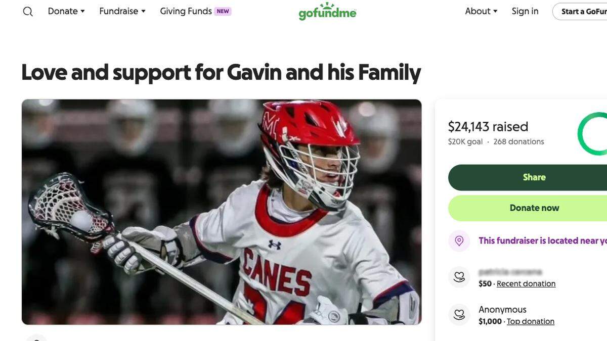 A GoFundMe page has been set up for the family of Gavin Nuzzo, 17, Parrish, who is recovering after a car crash that claimed the lives of two of his friends, according to the Florida Highway Patrol.