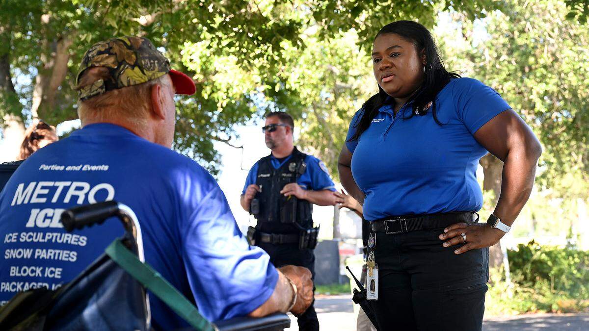 Manatee County EMS case worker Tameka Foster Wilson works as part of a homeless outreach team to build relationships with locally unhoused people and connect them with services and resources.