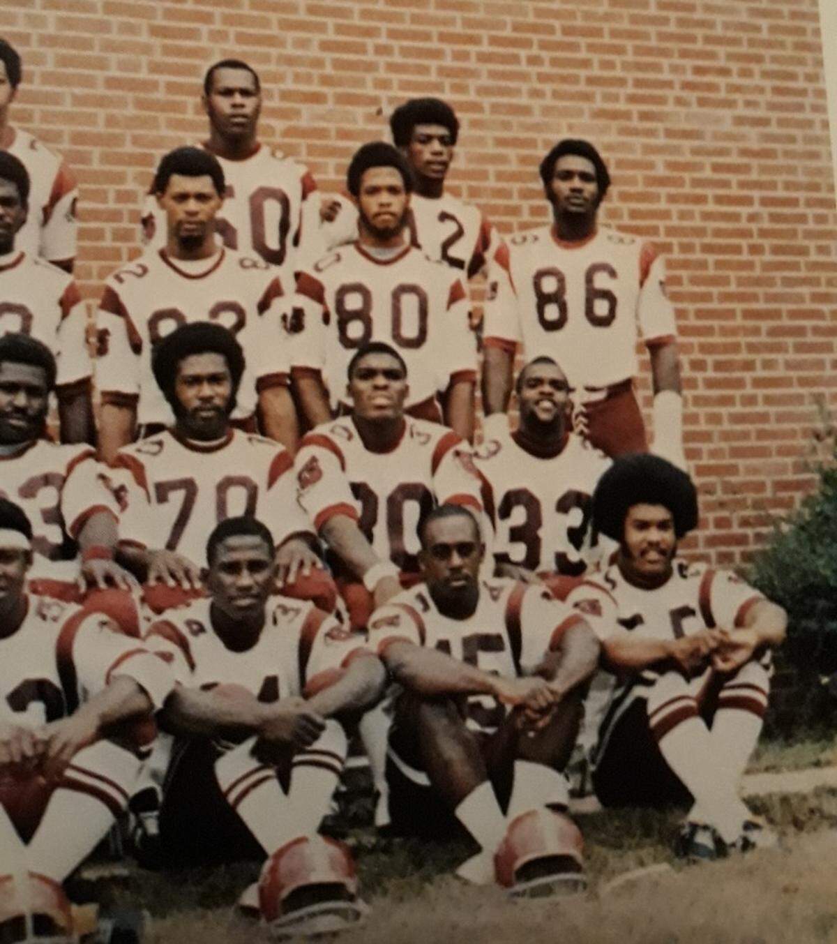 Bobby Hinton, bottom, right, played football on the same Alabama A&M team that produced John Stallworth, one of the NFL greats who later played for the Pittsburgh Steelers.