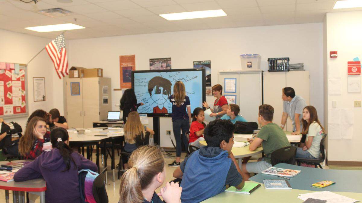 Students work inside one of the model classrooms inside King Middle. One dozen middle school classrooms will be transformed into "innovative spaces" for the 2016-17 school year. PHOTO PROVIDED