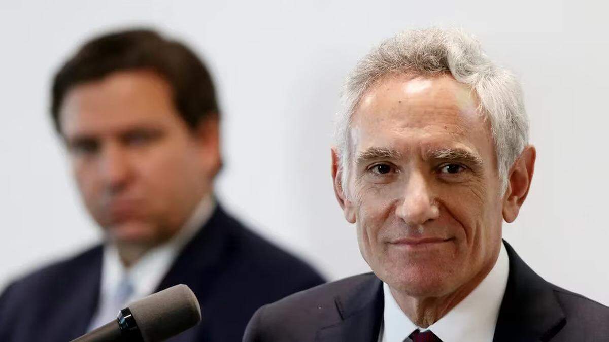 Dr. Scott Atlas, an adviser to President Donald Trump on the coronavirus pandemic, speaks at news conference with Florida Gov. Ron DeSantis on Monday, Aug. 31, 2020.