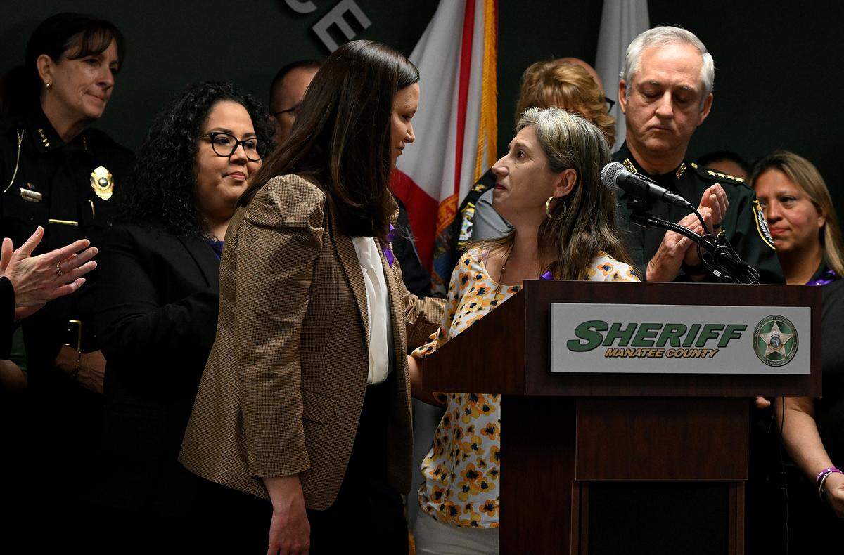 Florida Attorney General Ashley Moody announced the expansion of Project Protect; a state-sponsored program that provides doorbell cameras to victims of domestic violence, stalking, human trafficking and sexual violence to provide safety to victims and a way to collect evidence to convict offenders on Thursday, Oct. 12, 2023. Ketty Castillo, a survivor of domestic violence, gave a testimonial of her experience and how this program can help victims.