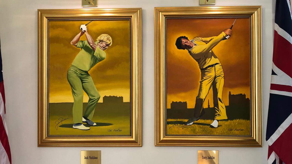 2/1/2021-- Portraits of the two men who designed The Concession Golf Club, Jack Nicklaus and Tony Jacklin, hang in the clubhouse. The club will host the World Golf Championships Feb. 25-28. The tournament was originally scheduled for Mexico City, but was moved to Manatee County because of COVID-19 concerns.