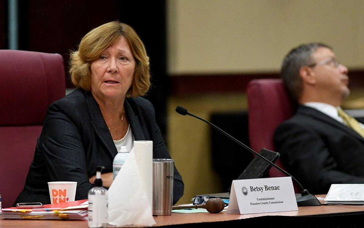 Betsy Benac addresses the commission in September 2020 as Manatee County officials voted 4-3 to end the COVID-19 mask mandate meant to limit the spread of the coronavirus after DeSantis removed all fines and penalties.