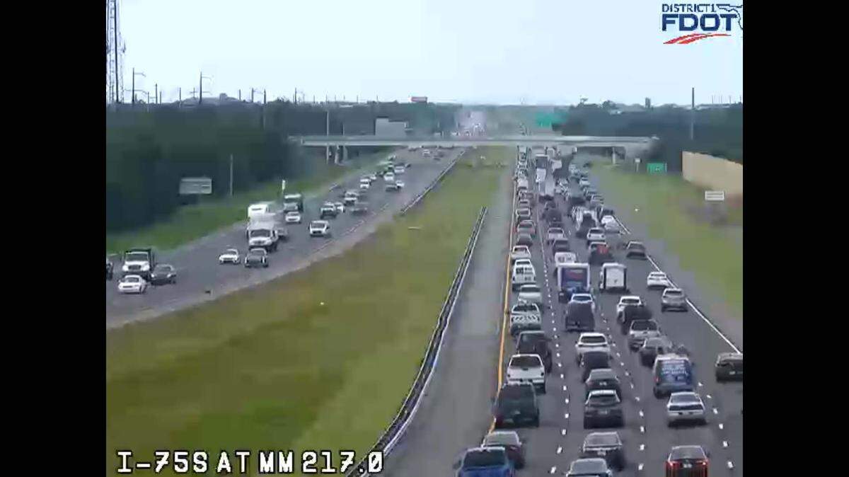 Southbound traffic is backed up on I-75 before University after a crash Wednesday morning.