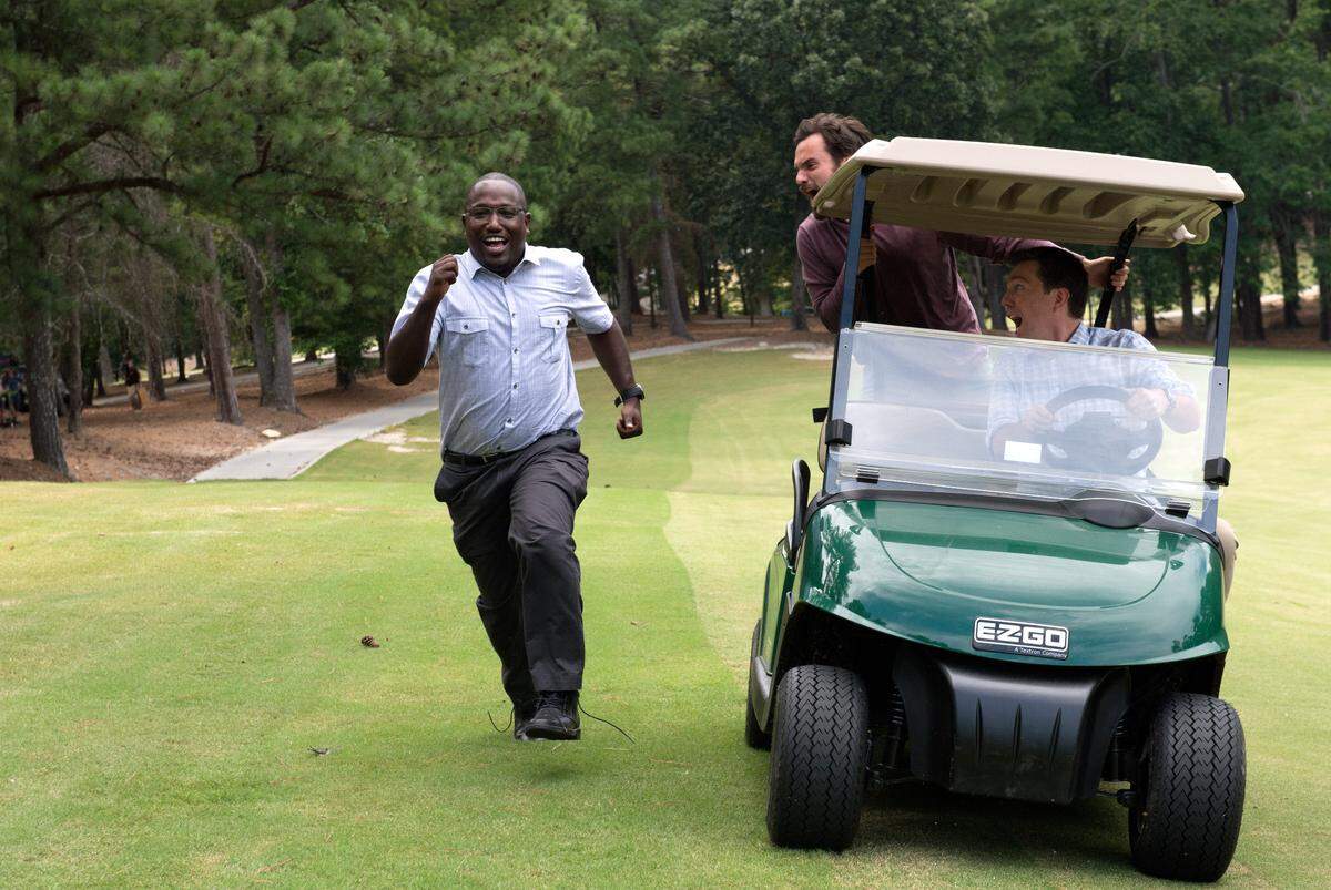 Hannibal Buress as Kevin Sable, Jake Johnson as Randy "Chilli" Cilliano and Ed Helms as Hogan "Hoagie" Malloy in New Line Cinema's comedy "Tag," a Warner Bros. Pictures release.