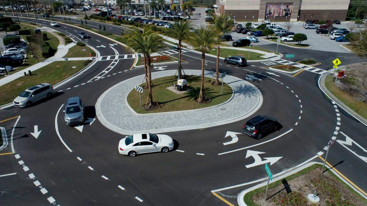 More roundabouts are coming to Manatee County. This roundabout in Cooper Creek was recently finished.