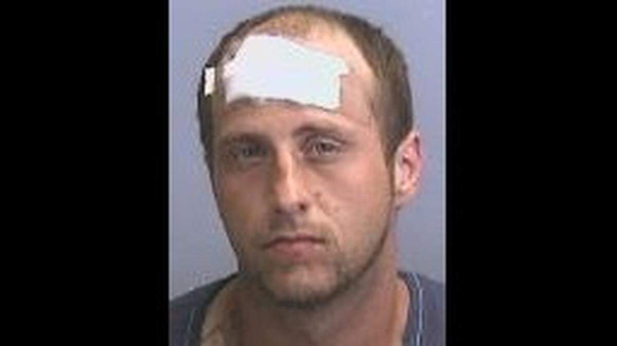 Jim Courtney, 30, was arrested on Tuesday after leading deputies on a chase in a stolen vehicle and hitting two occupied patrol cars. His charges include shoplifting, grand theft auto, fleeing to elude, leaving the scene of a crash with damages and two counts of battery on an officer.