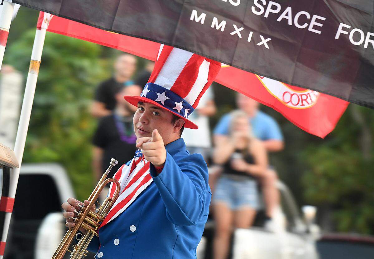 04/24/21--A colorful musician in Saturday’s Hernando DeSoto Heritage Festival Grand Parade.